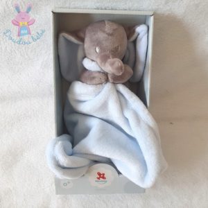 Doudou éléphant gris couverture bleu NICOTOY SIMBA