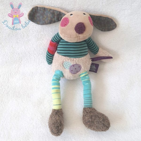 Doudou Lapin beige rayé Les jolis pas beaux MOULIN ROTY