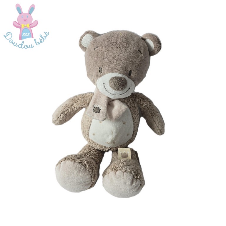 Doudou Ours marron blanc couronne Max Noa 28 cm NATTOU