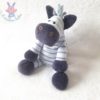 Doudou plat ane zébre blanc bleu gris oiseau KIABI NICOTOY
