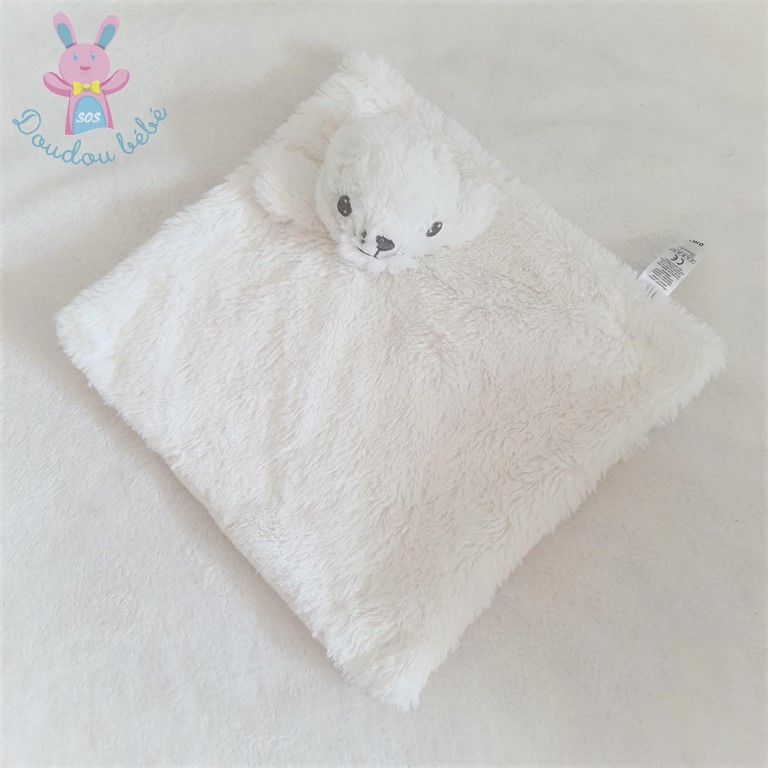 Doudou plat Phoque grelot tout doux blanc TEX BABY