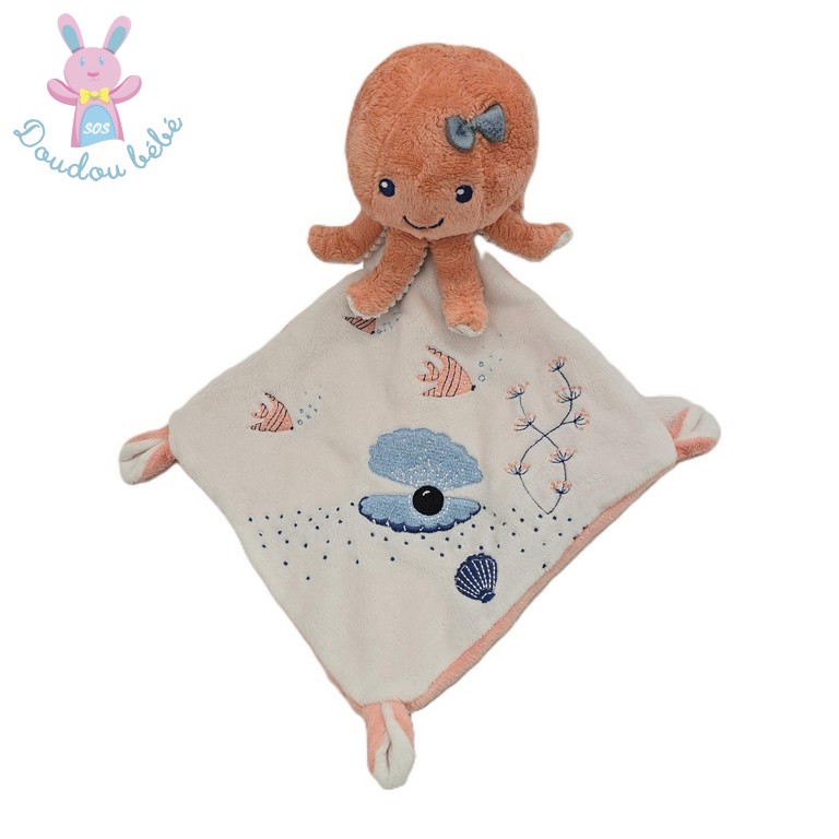 Doudou Lapin avec couverture rose blanc NATTOU