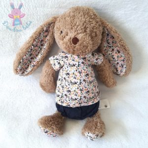 Doudou Lapin beige fleurs short jean TAPE A L’OEIL TAO