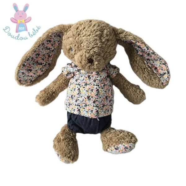 Doudou Lapin beige fleurs short jean TAPE A L'OEIL TAO