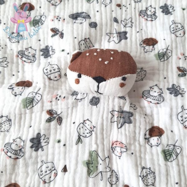 Doudou plat Renard lange marron blanc gris DPAM Du Pareil Au Même