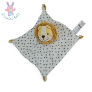 Doudou plat Lion orange blanc beige palmiers vert B&M