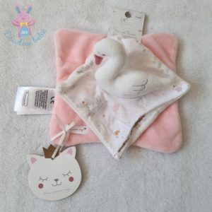 Doudou plat Cygne rose blanc « mon amour » SERGENT MAJOR