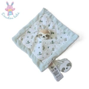Doudou plat Paresseux bleu blanc vert SERGENT MAJOR