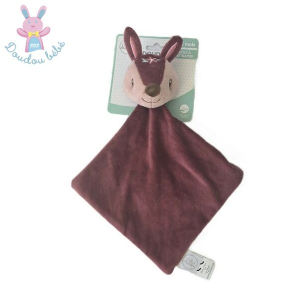 Doudou plat Biche rose framboise prune BEBE DOUCEUR