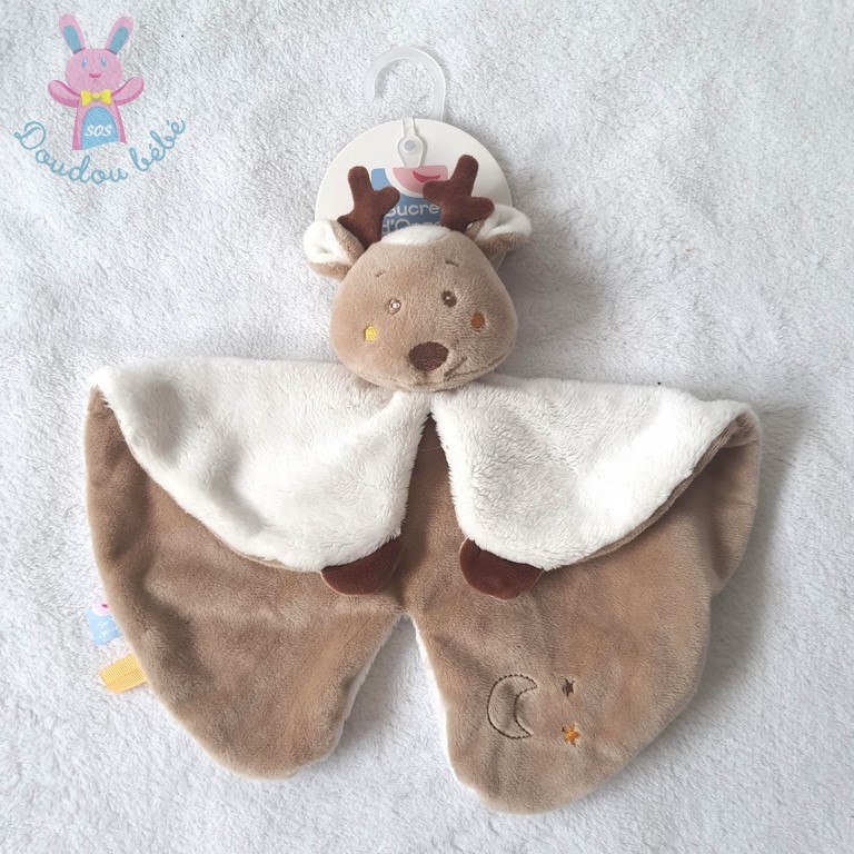 Doudou plat renne en velours doux bébé fille