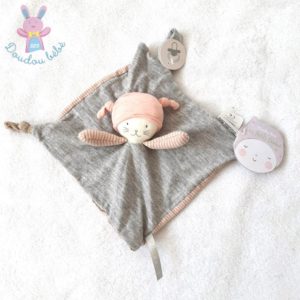 Doudou plat Chat Moon gris rose Les Petits Dodos MOULIN ROTY