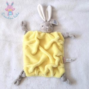 Doudou plat Lapin plume jaune gris blanc KALOO