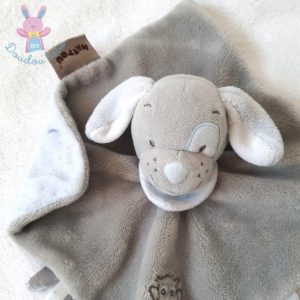 Doudou plat Chien Toby gris bleu hibou NATTOU