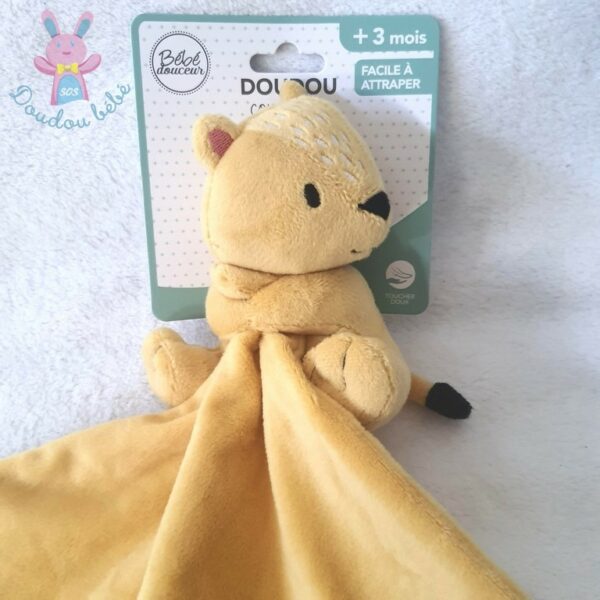 Doudou Tigre Lion mouchoir jaune noir Bébé Douceur