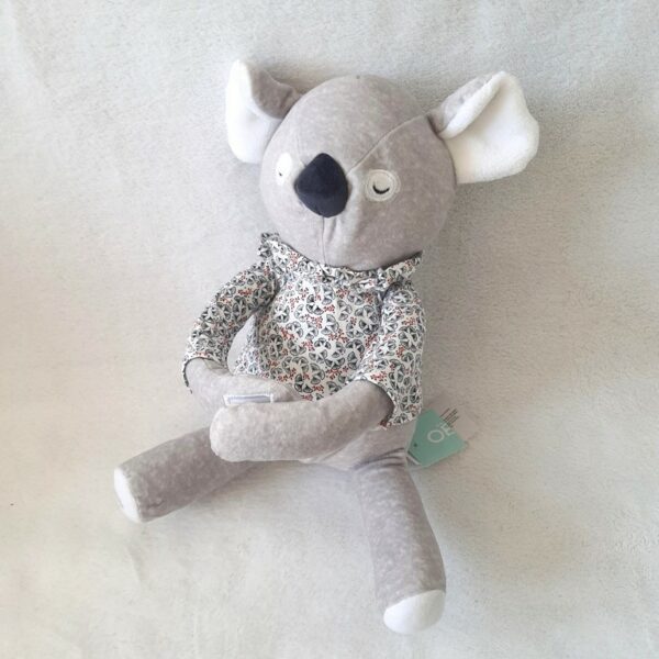 Doudou Koala gris blanc t-shirt fleurs OBAIBI OKAIDI