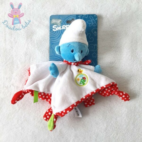 Doudou plat Schtroumpf blanc rouge bleu The Smurfs NICOTOY