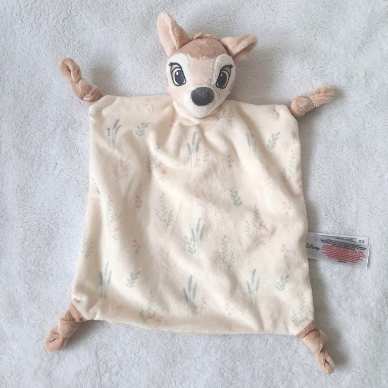 Doudou plat Faon Biche Bambi beige fleurs DISNEY PRIMARK