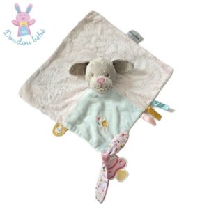 Doudou plat Chien Iris & Lali rose bleu beige fleurs NATTOU
