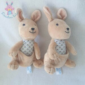 Lot de 2 doudous Kangourou beige poche ARTHUR & LOLA