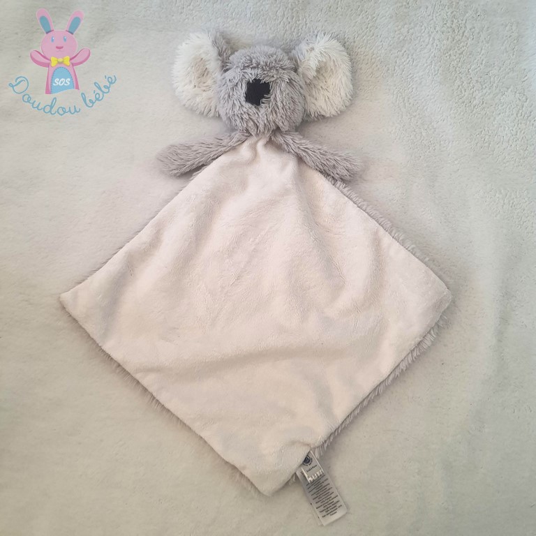 Doudou plat Koala blanc gris noir PETIT BATEAU