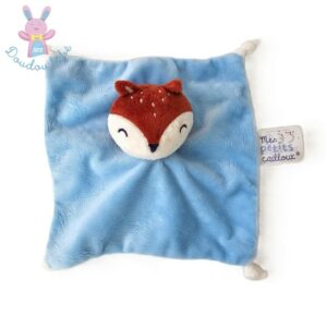 Doudou plat Renard bleu blanc marron MES PETITS CAILLOUX