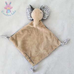 Doudou plat éléphant beige gris blanc ENVIE DE FRAISE