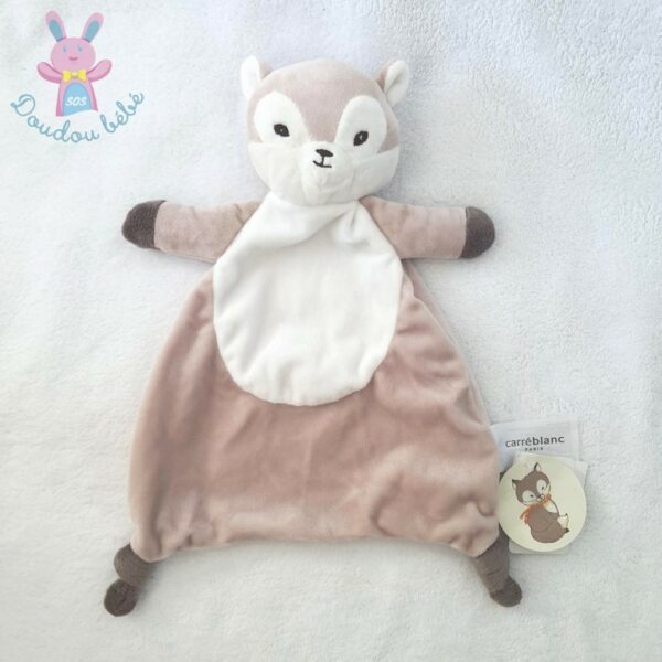 Doudou plat Renard Maxou beige Carré Blanc