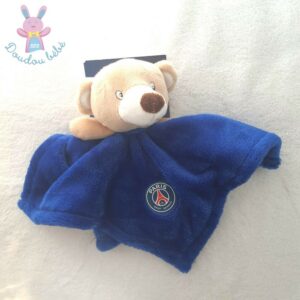 Doudou plat Ours beige bleu PARIS SAINT GERMAIN PSG