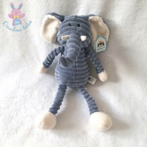 Peluche Doudou Elephant BABAR gris vert Assis 22 cm