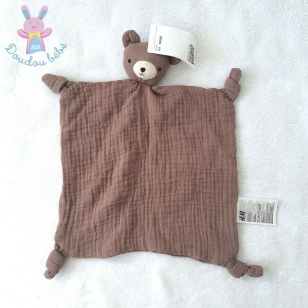 Doudou plat Ours lange marron et blanc H&M