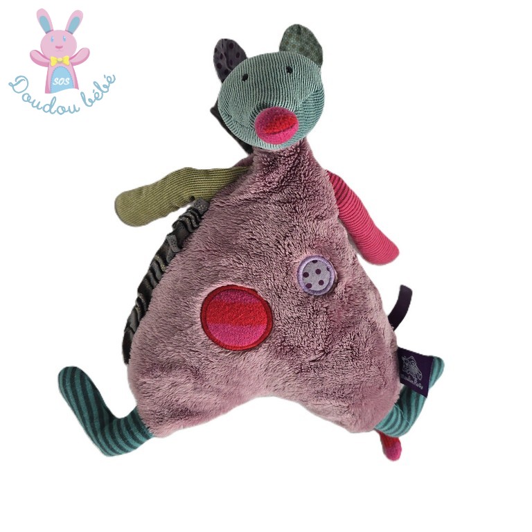 Doudou Souris musicale mauve coloré Les Jolis pas Beaux MOULIN ROTY