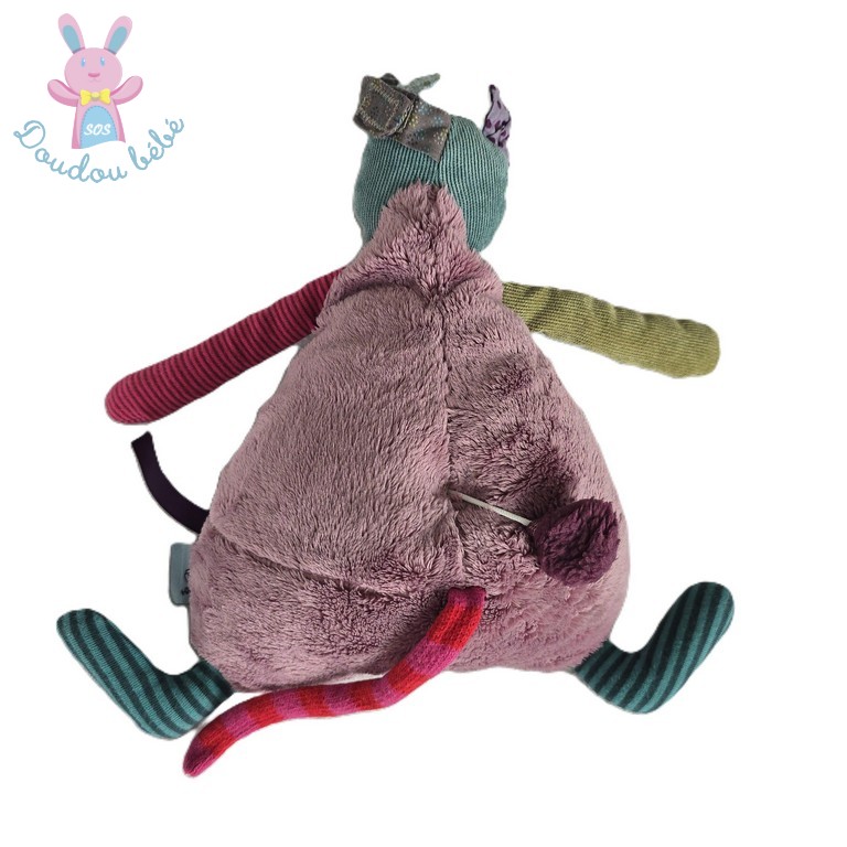 Doudou Souris musicale mauve coloré Les Jolis pas Beaux MOULIN ROTY