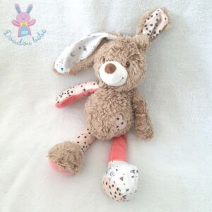 Doudou Lapin beige blanc rose cœur TAPE A L’OEIL TAO