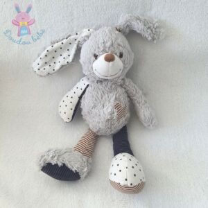 Doudou Lapin gris bleu rayé étoiles cœur TAPE A L’OEIL TAO