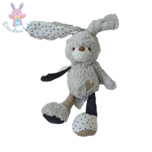 Doudou Lapin gris bleu rayé étoiles cœur TAPE A L’OEIL TAO