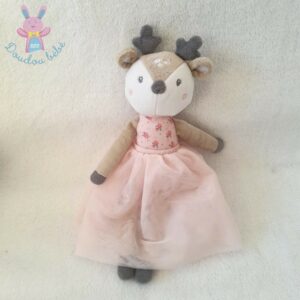 Doudou Biche danseuse rose beige fleurs tutu C.A.D.