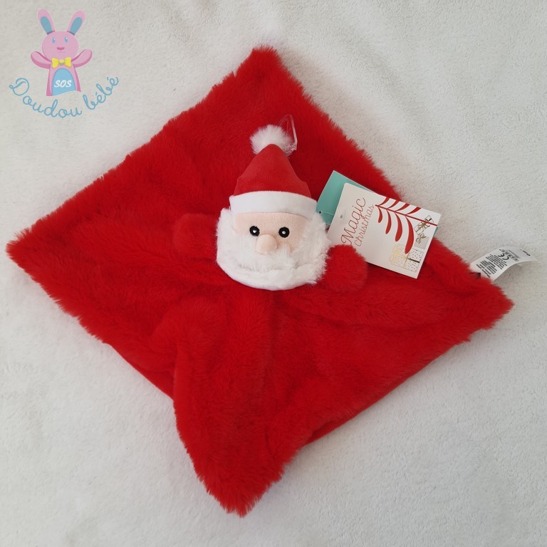 Doudou plat Père Noël rouge blanc TEX BABY