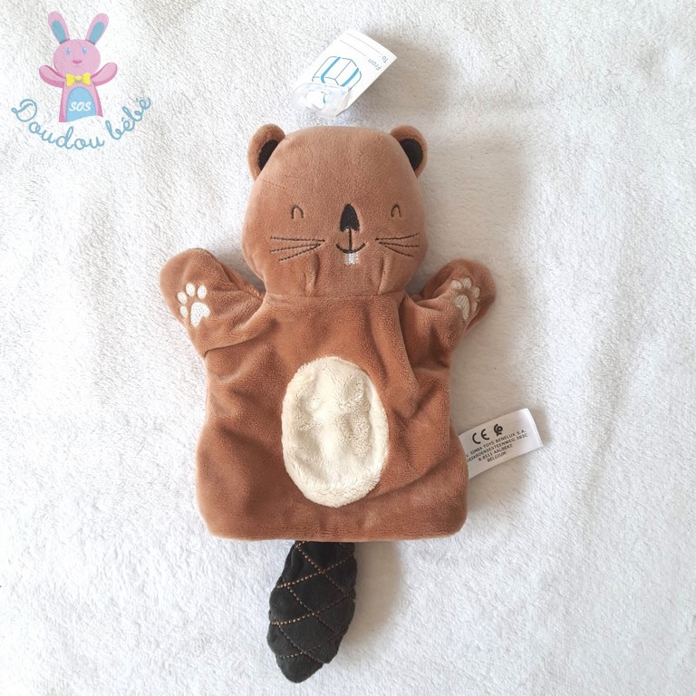 Doudou mouchoir ourson brun pour bébé fille