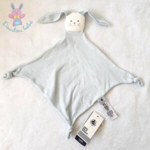 Doudou Pommette Lapin Blanc mouchoir blanc oreilles fleurs Pantin 