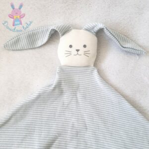 Doudou plat Lapin tissu lange rayé bleu blanc PETIT BATEAU