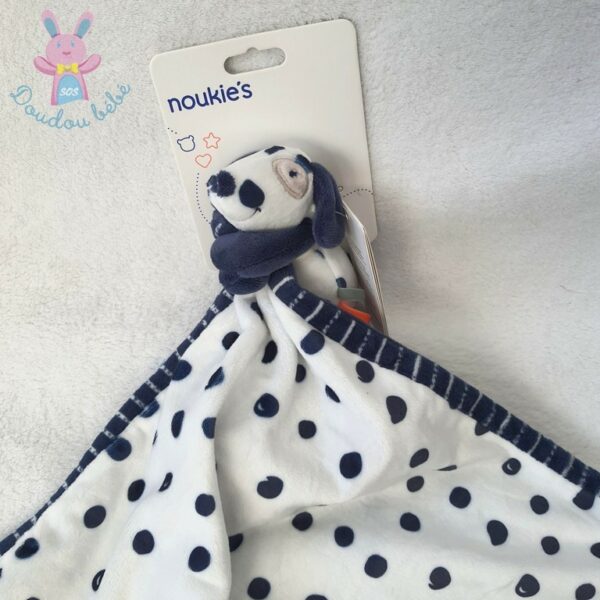 Doudou Chien Aston couverture bleu marine blanc à pois NOUKIE'S