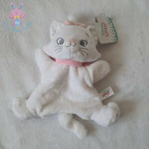 Doudou marionnette Chat Marie blanc nœud rose DISNEY