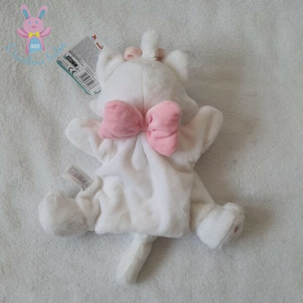 Doudou marionnette Chat Marie blanc nœud rose DISNEY