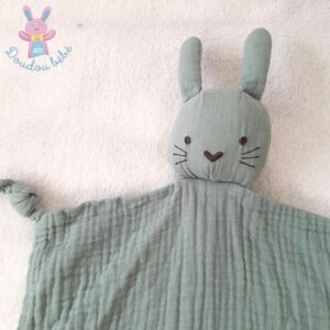 Doudou plat Lapin lange vert + sac VERTBAUDET