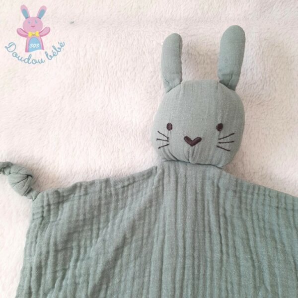 Doudou plat Lapin lange vert + sac VERTBAUDET