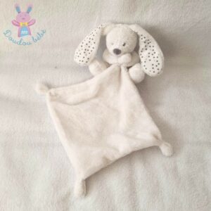 Doudou Pommette Lapin Blanc mouchoir blanc oreilles fleurs Pantin 