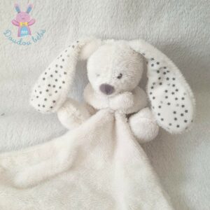 Doudou mouchoir lapin POMMETTE blanc brodé Mon petit coeur - SOS