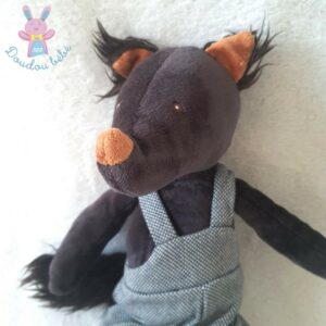 Doudou Loup Igor gris salopette 30 cm MOULIN ROTY