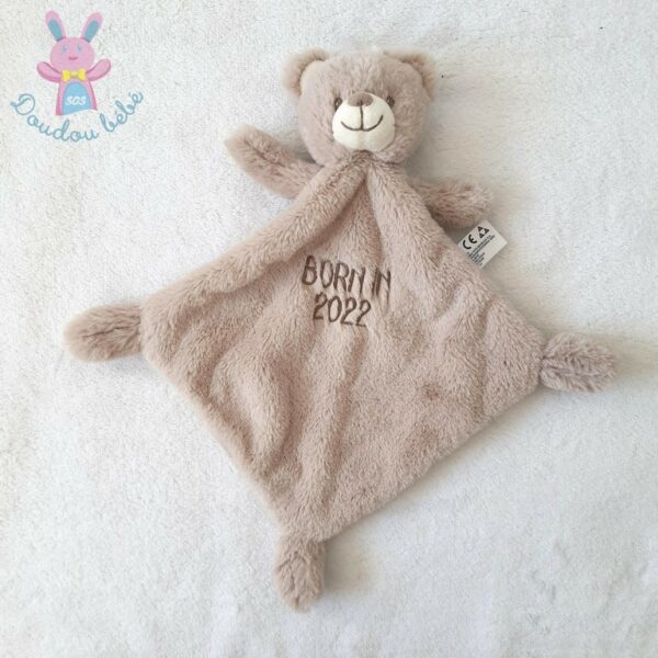 Doudou plat Ours tout doux beige crème "Born in 2022" NICOTOY C&A