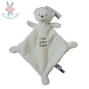 Doudou plat Ours blanc marron « I am new here » NICOTOY C&A